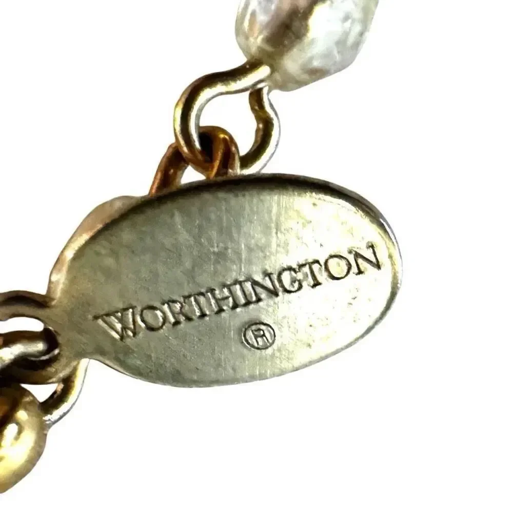 Worthington beaded  gold tone cross necklace